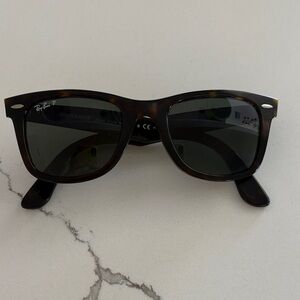 Ray-Ban Wayfarer Sunglasses in Tortoise Frame with Dark Green Lenses